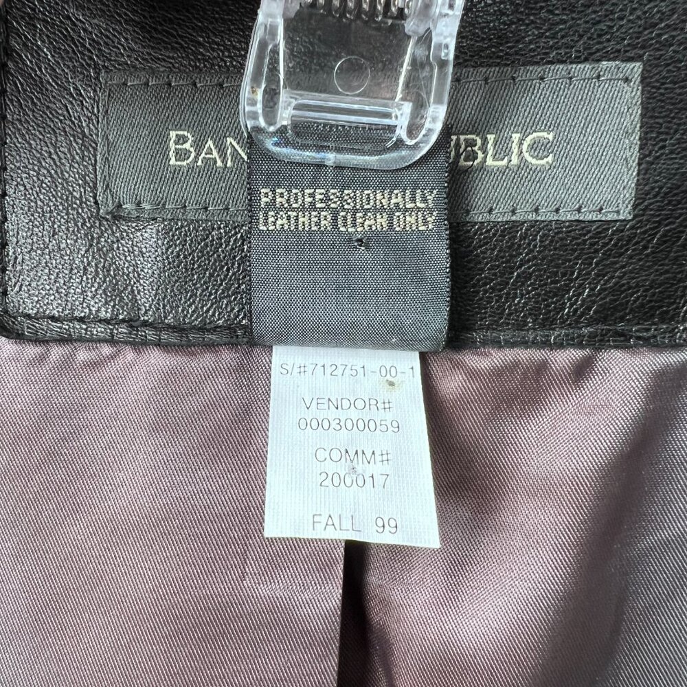 BANANA REPUBLIC Vintage Fall 99 Black 100% Buttery Leather‎ Mid-length Coat S - Picture 7 of 8